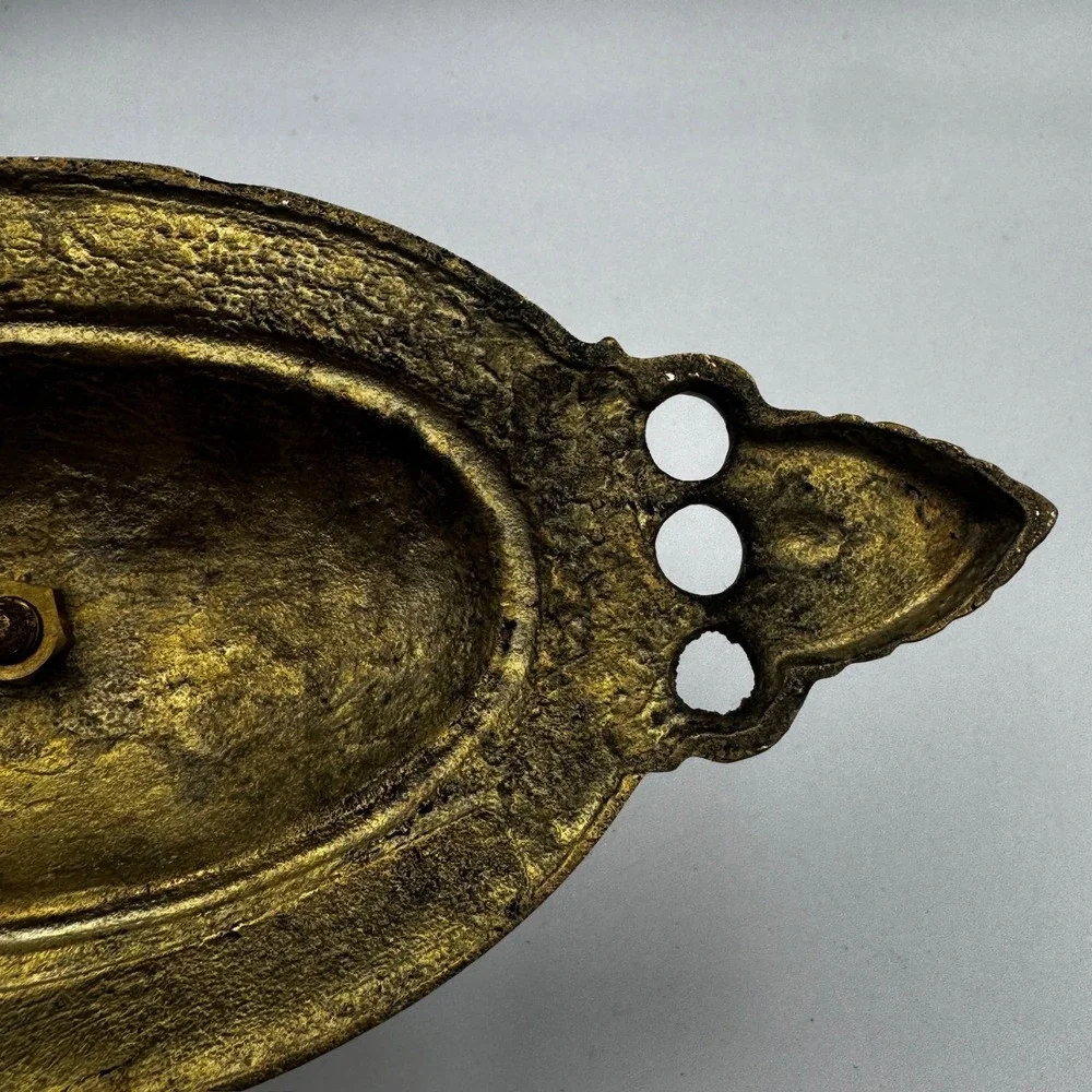 Vintage Solid Brass Wall Sconce Candle Holder‎ Ornate Scrolled Oval Backplate